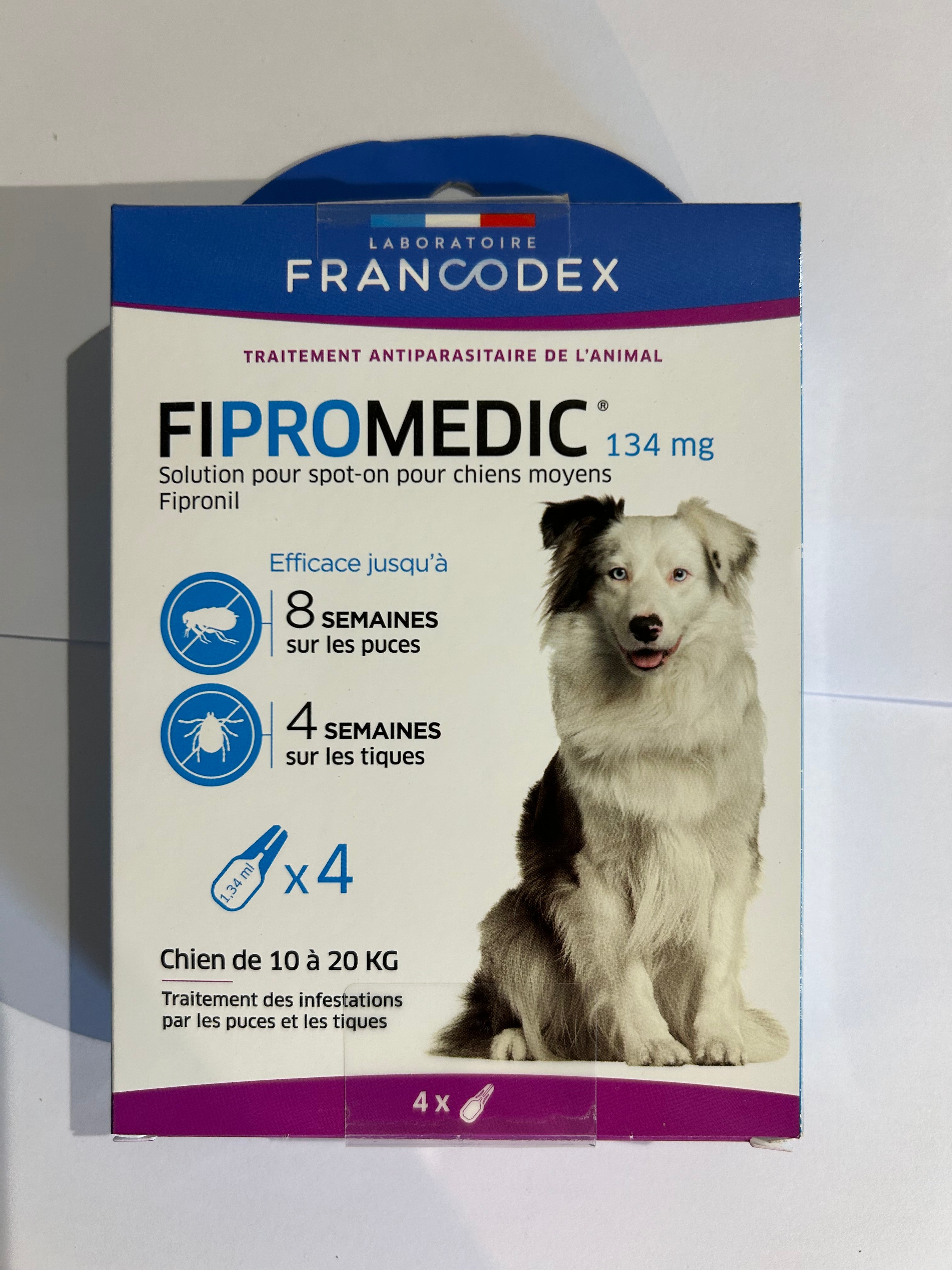 Fipromedic 134 mg – Pipettes Antiparasitaires Chien Moyen - Francodex