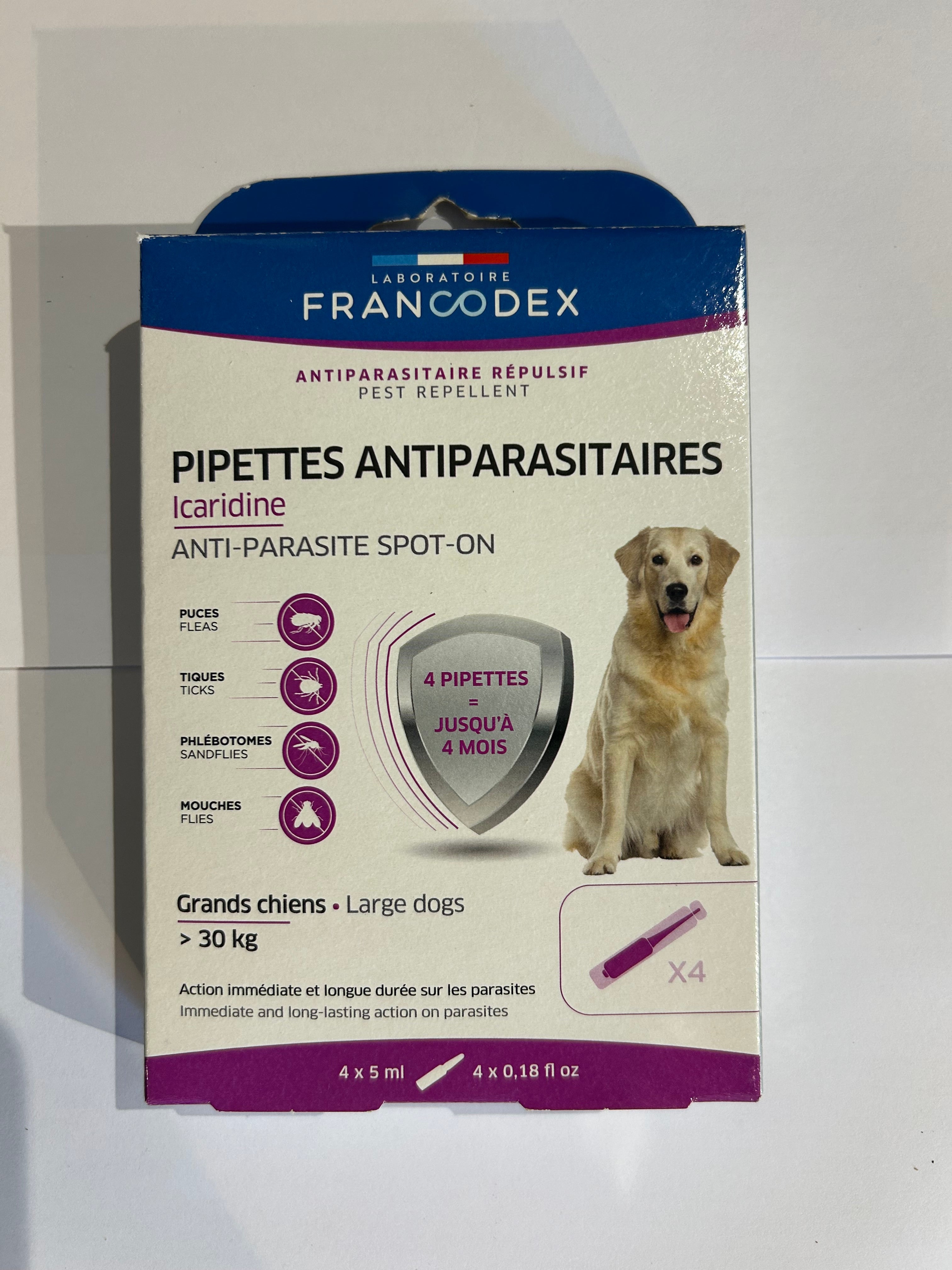 Pipettes Antiparasitaires Icaridine – Grands Chiens - Francodex