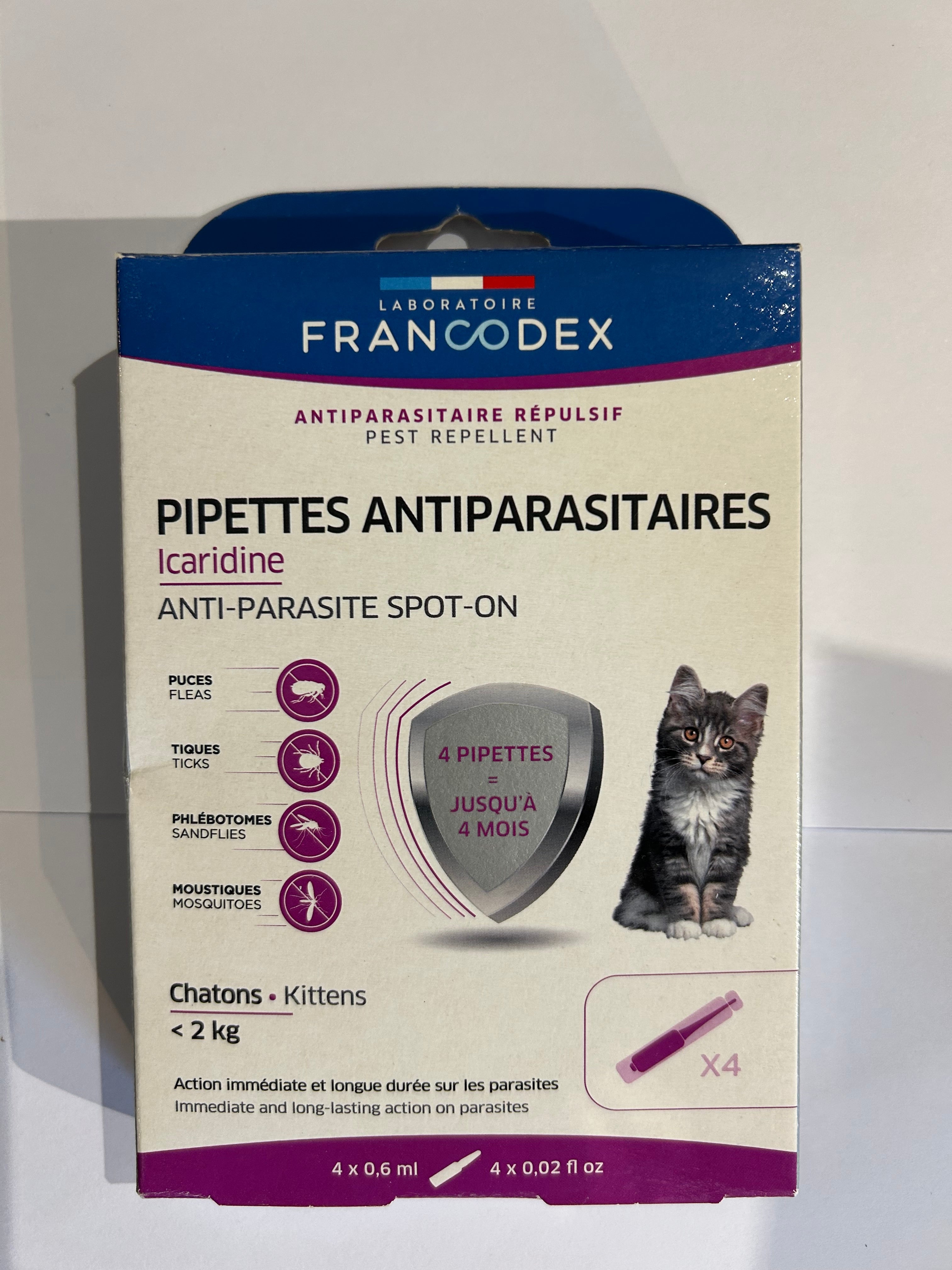 Pipettes Antiparasitaires Icaridine – Chatons (< 2 kg) - Francodex